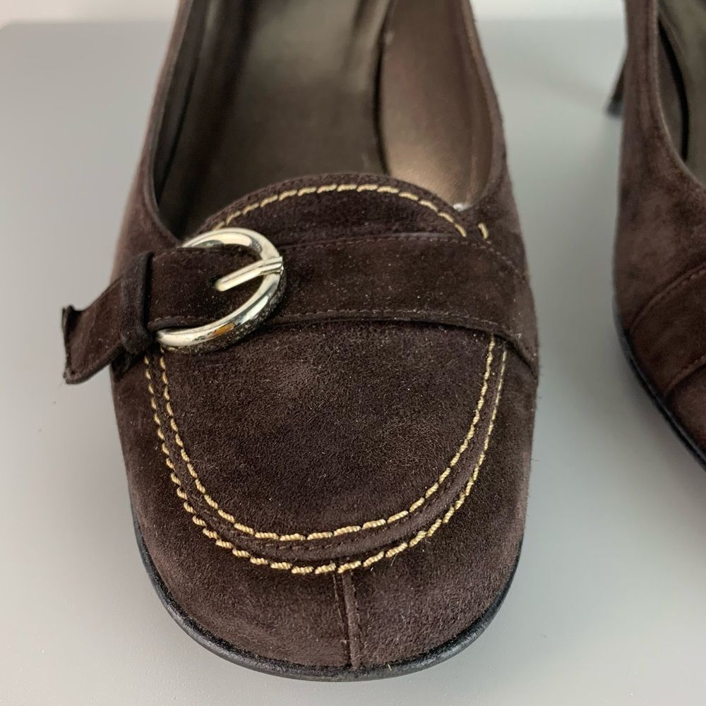 Stuart Weitzman Women's Shoes Pumps Size 9 Suede Brown Buckle Designer Luxury - Picture 4 of 13
